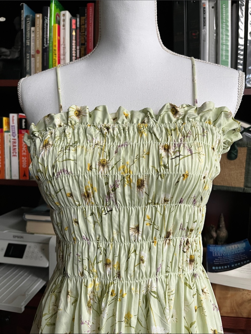 H&M Light Green Floral Strapless Sundress - Picture 6 of 11